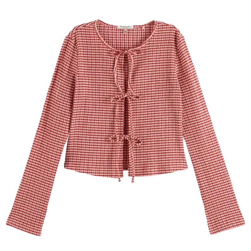 Scotch & Soda Structured Gingham Ls T-Shirt image number 0